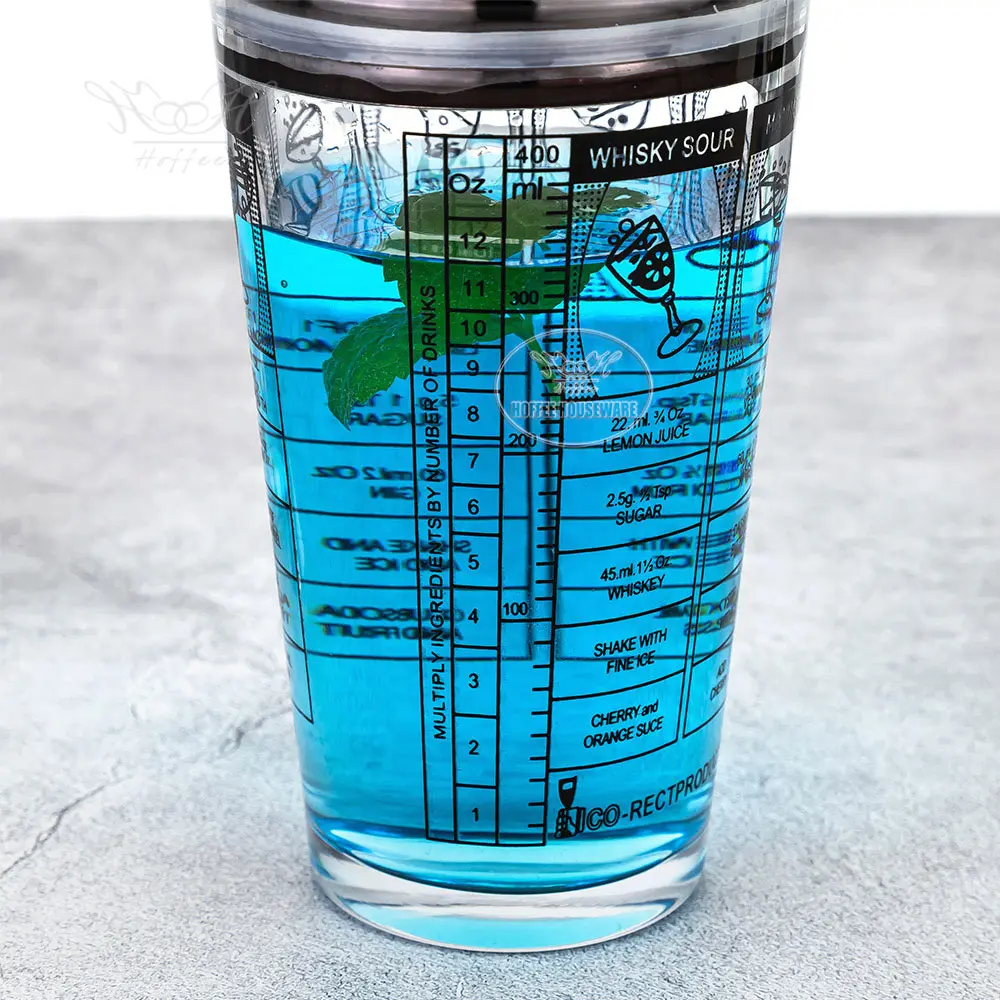 500ml 3-Pieces Glass Cocktail Cobbler Shaker with Printing Scales-1 (4)