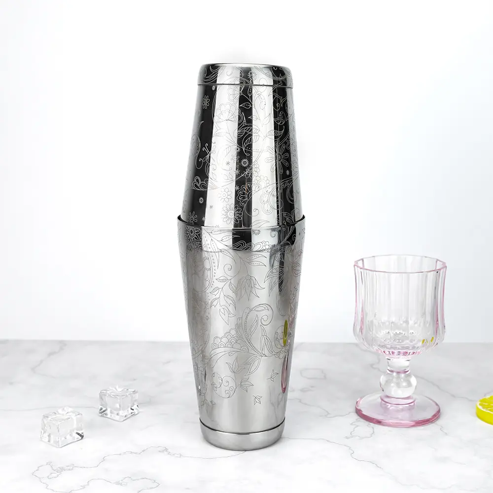 Sunflower Engraved Weighted Tins Boston Shaker (5)