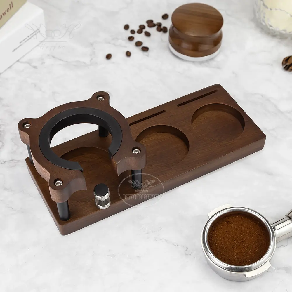Multi-function 515458mm Sapele Wood Espresso Portafilter Holder Stand with Coffee Tamper Distributor Station (7).jpg