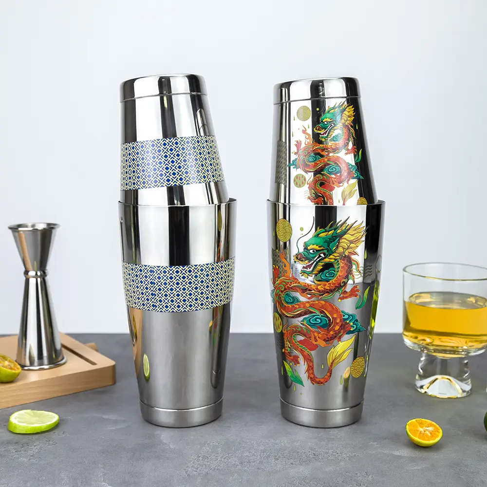 Decal Chinese Loong Deco Art 850+550ml Weighted Tins Boston Shaker (2)