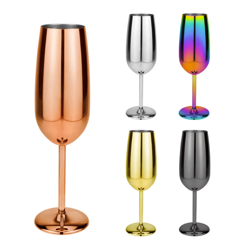 Elegant Tulip Shaped Stainless Steel Champagne Flutes (3)