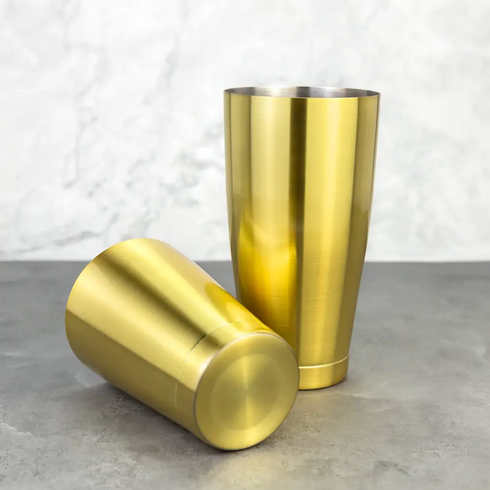 Antique Colored Brushed Surface Weighted Tins Boston Shaker (3)