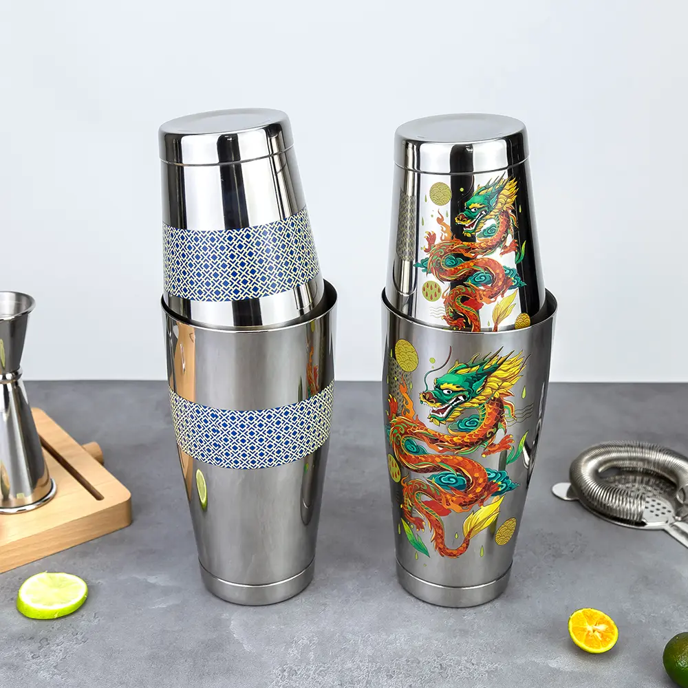 Decal Chinese Loong Deco Art 850+550ml Weighted Tins Boston Shaker