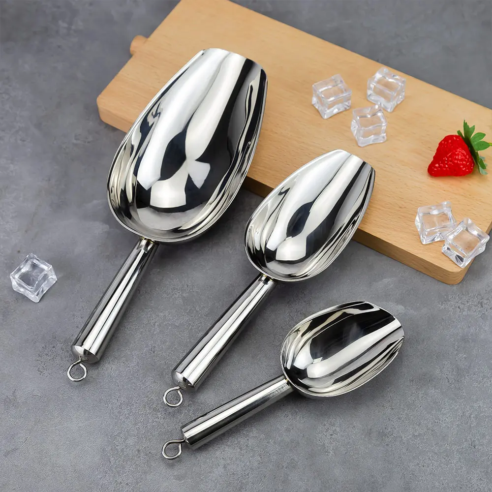 Stainless Steel Ice Scoop With Hanging Hook (17)