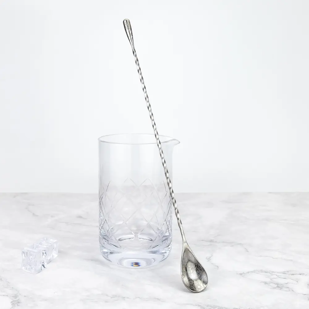 Engraved Flower Pattern Bar Mixing Spoon (6)