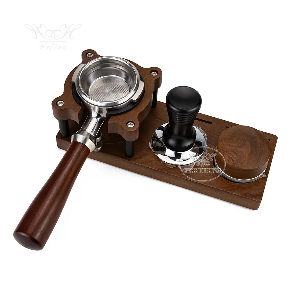 Multi-function 515458mm Sapele Wood Espresso Portafilter Holder Stand with Coffee Tamper Distributor Station (2).jpg