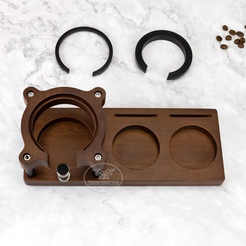 Multi-function 515458mm Sapele Wood Espresso Portafilter Holder Stand with Coffee Tamper Distributor Station (4).jpg