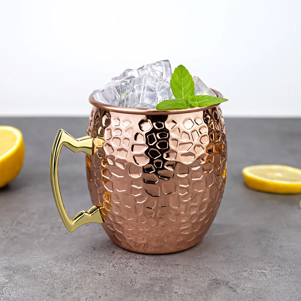 Marble Textured 550ml Stainless Steel Handle Moscow Mule Mug