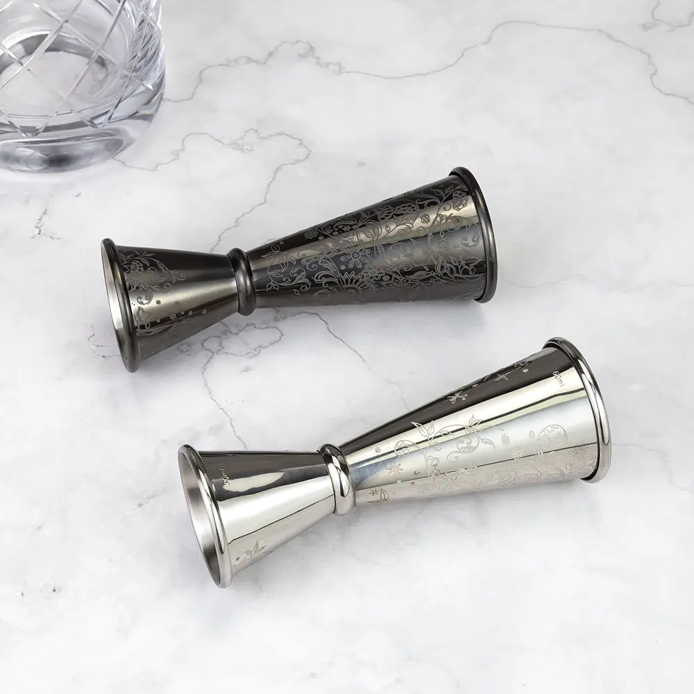 Flower Engraved Bar Jigger (1)