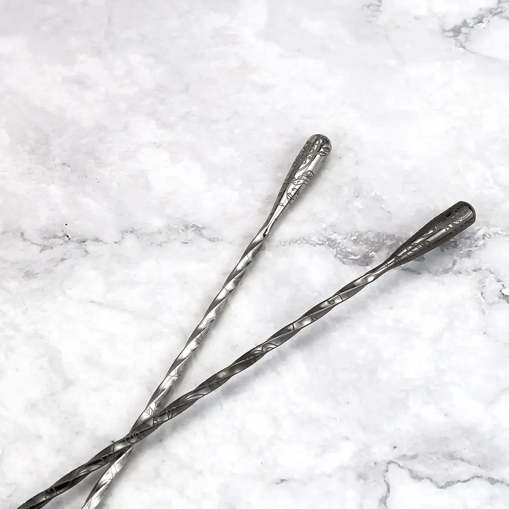 Engraved Flower Pattern Bar Mixing Spoon (11)