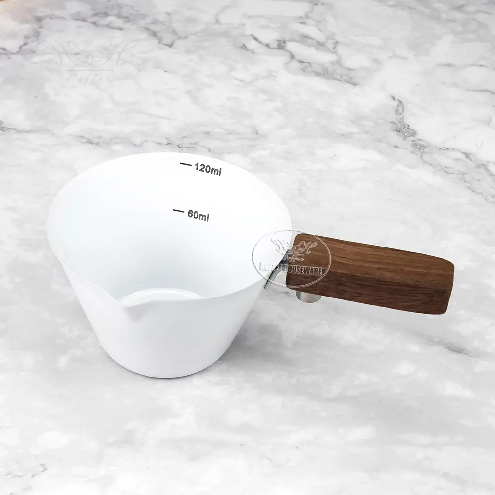 120ml (4oz) Stainless Steel Espresso Shot Glass With Walnut Handle (12)