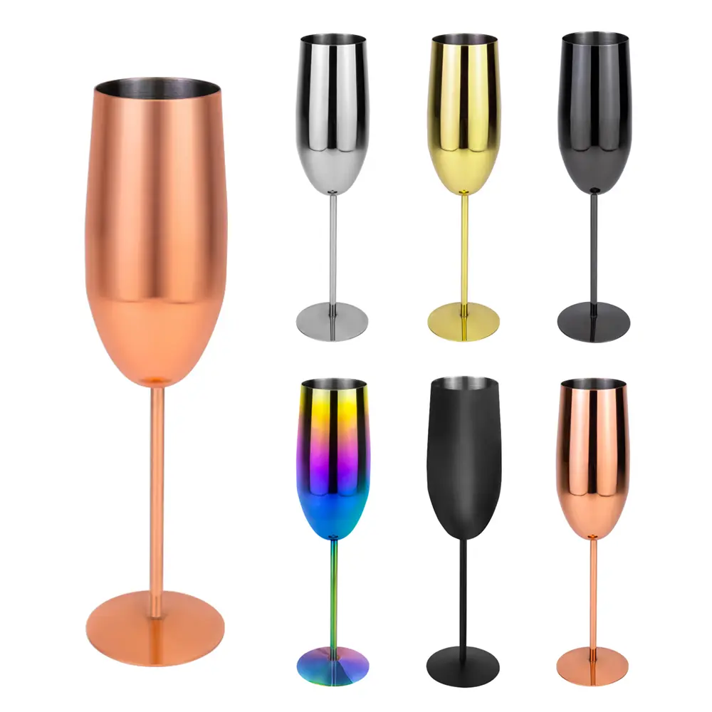 Reusable Metal Stemmed Sparking Wine Glass (4)