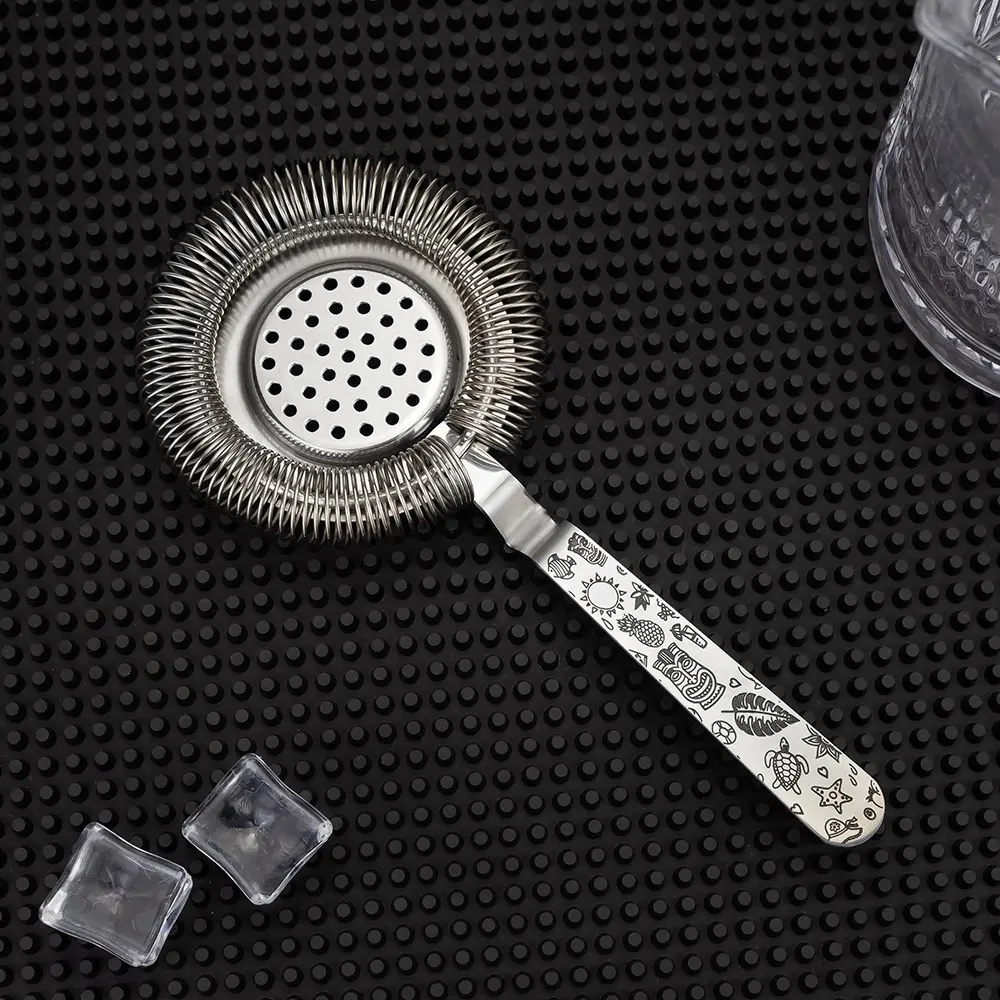 Tropical Style Engraved Bent Handle Ice Strainer (4)