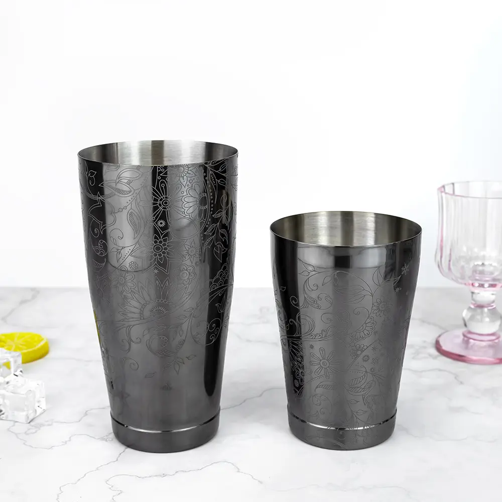 Sunflower Engraved Weighted Tins Boston Shaker (4)