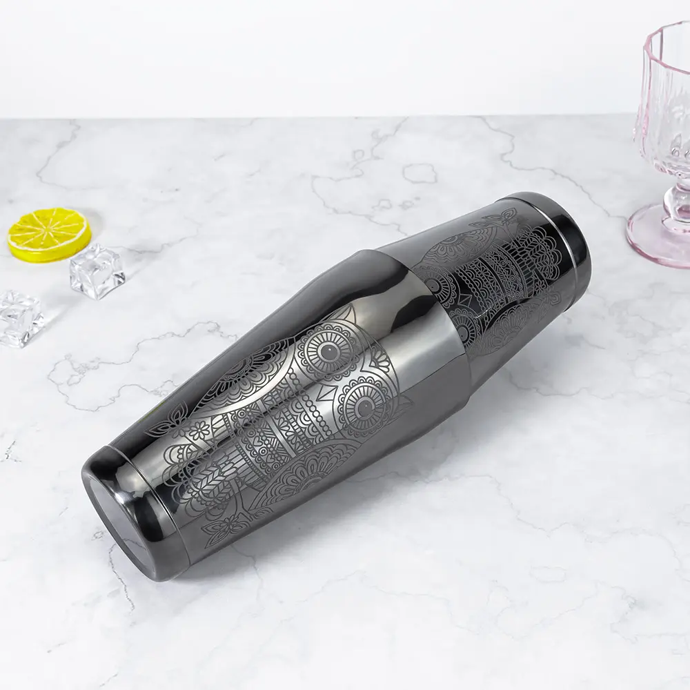 Black Owl Engraved Boston Shaker Tins (2)