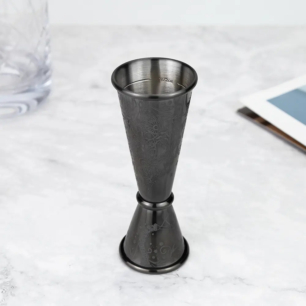 Black Etched Bartender Measuring Cup (1)