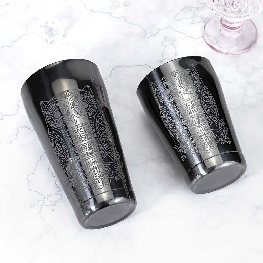 Black Owl Engraved Boston Shaker Tins (5)