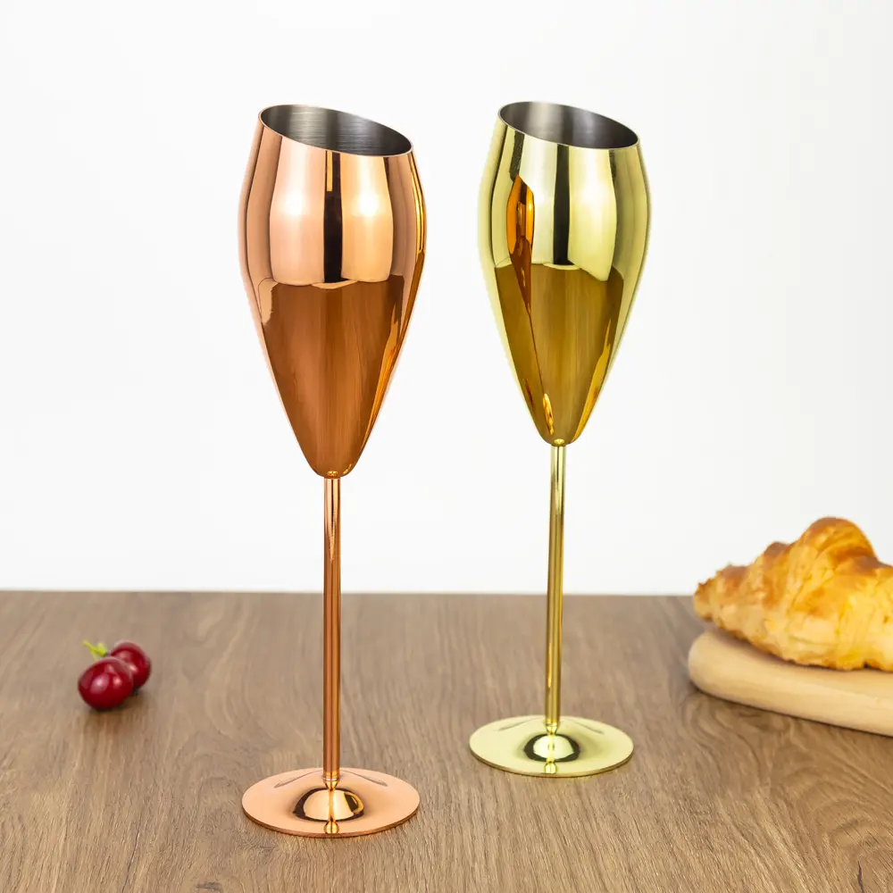Tulip Shaped Stainless Steel Champagne Flutes (1)