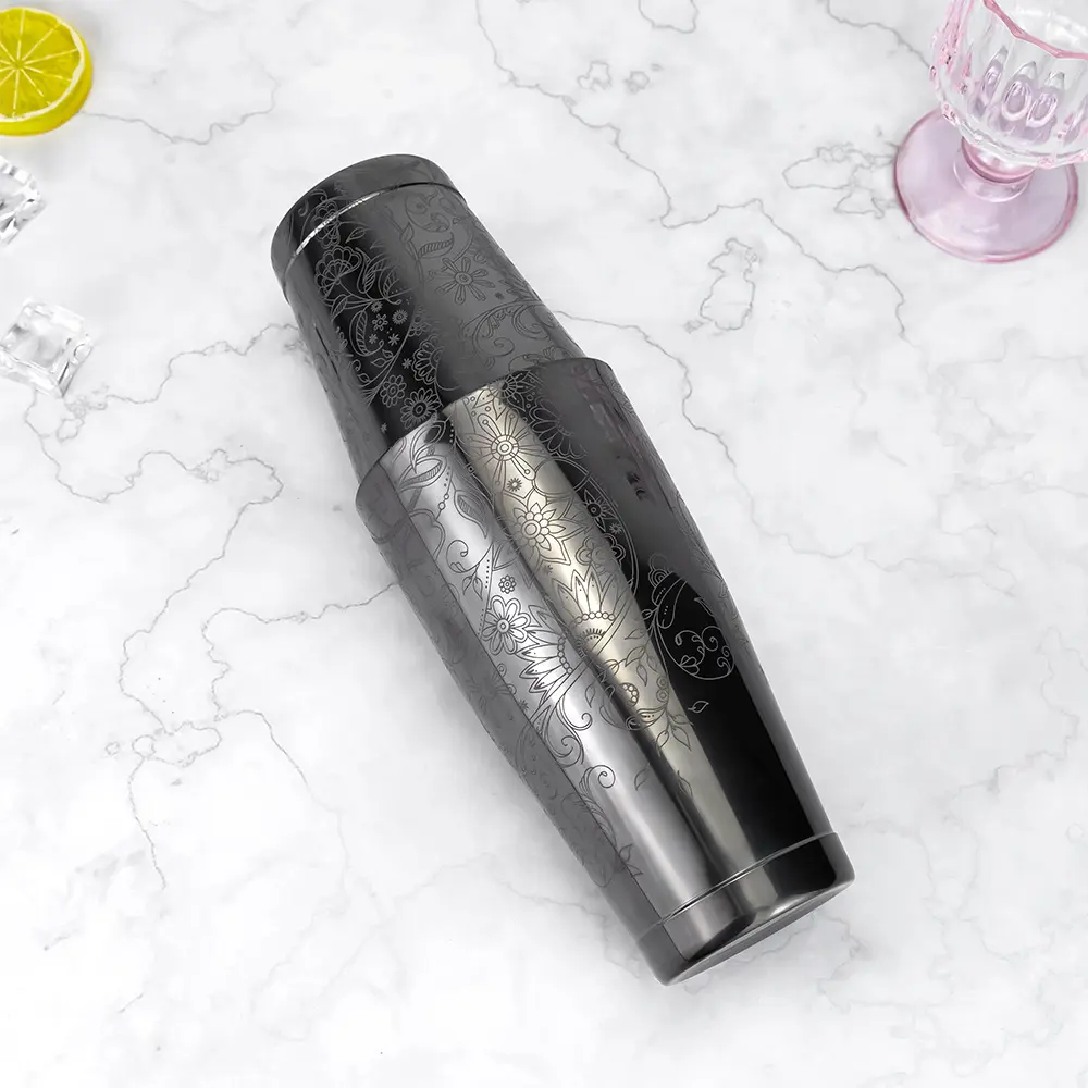 Sunflower Engraved Weighted Tins Boston Shaker (2)