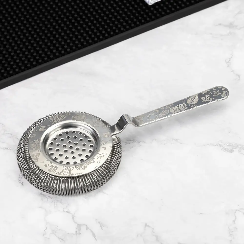 Tropical Style Engraved Bent Handle Ice Strainer (5)