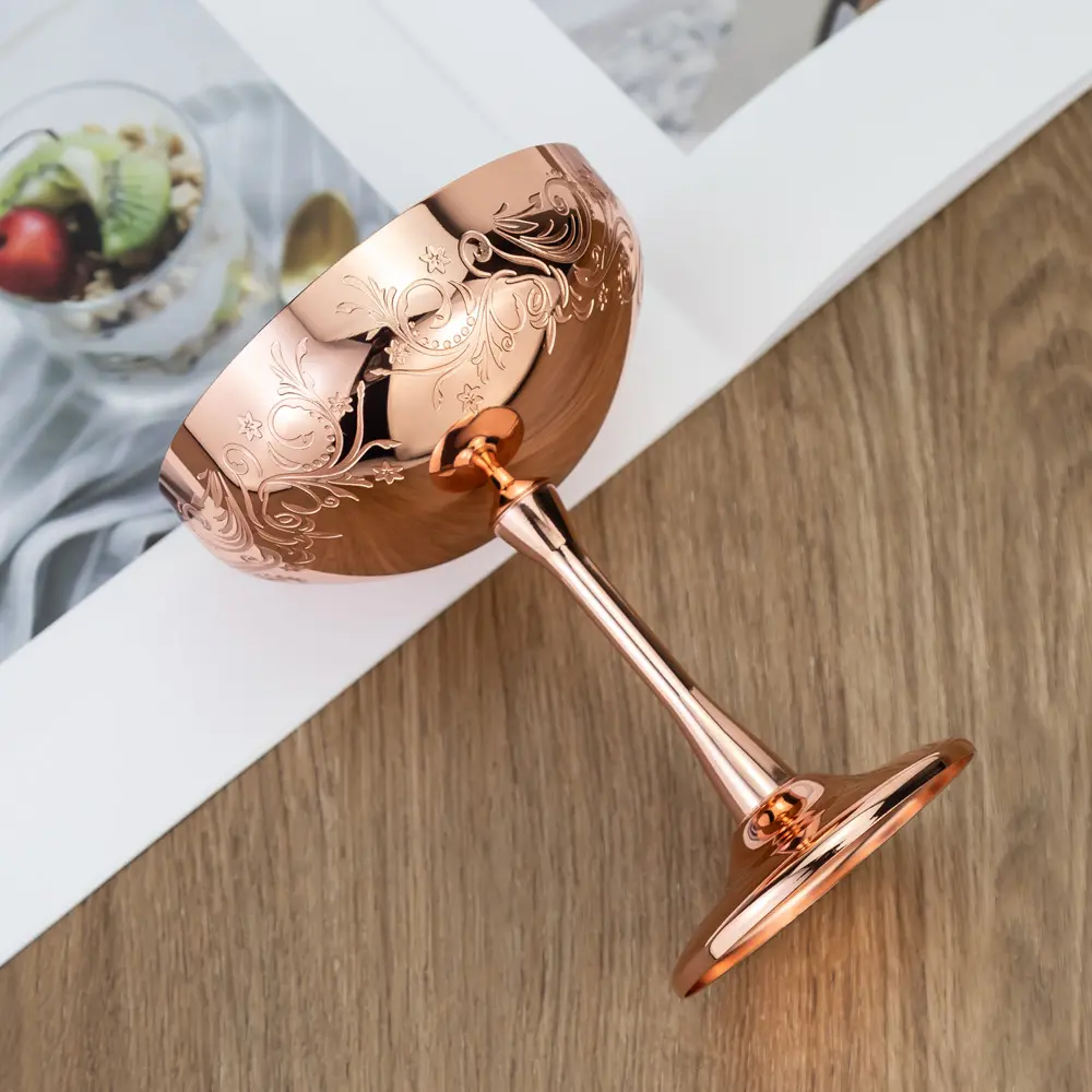 Etching Pattern Stemmed Champagne Coupe Glass (1)