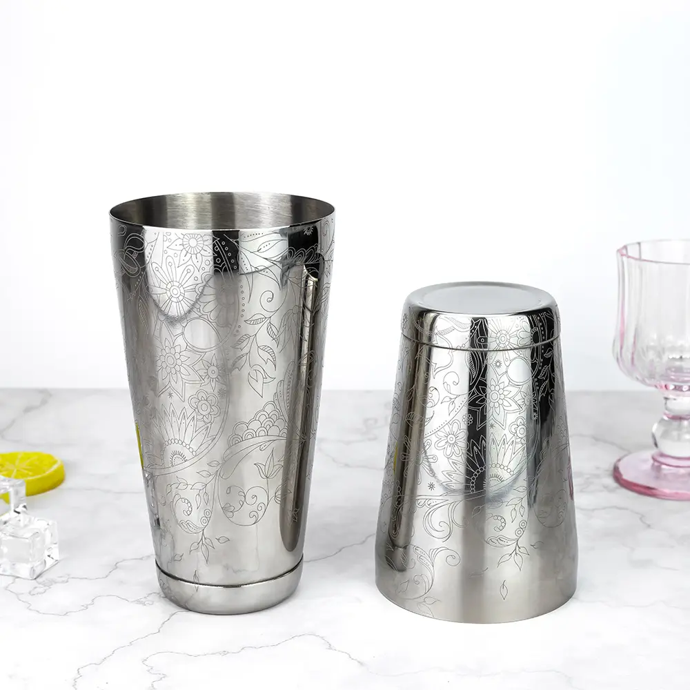 Sunflower Engraved Weighted Tins Boston Shaker (3)