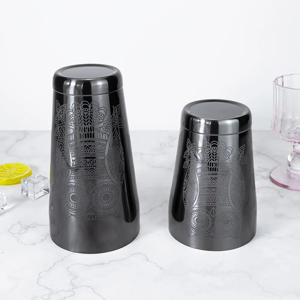 Black Owl Engraved Boston Shaker Tins (6)