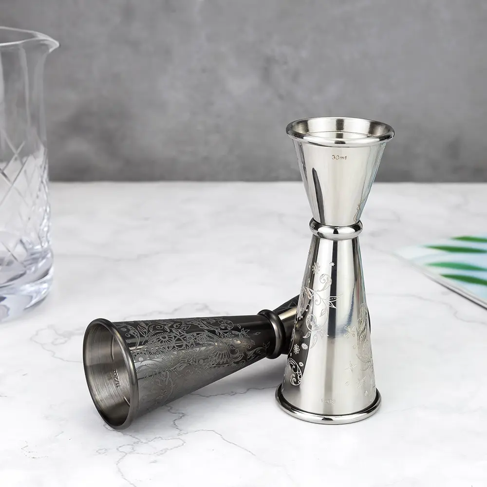 Flower Engraved Bar Jigger (3)