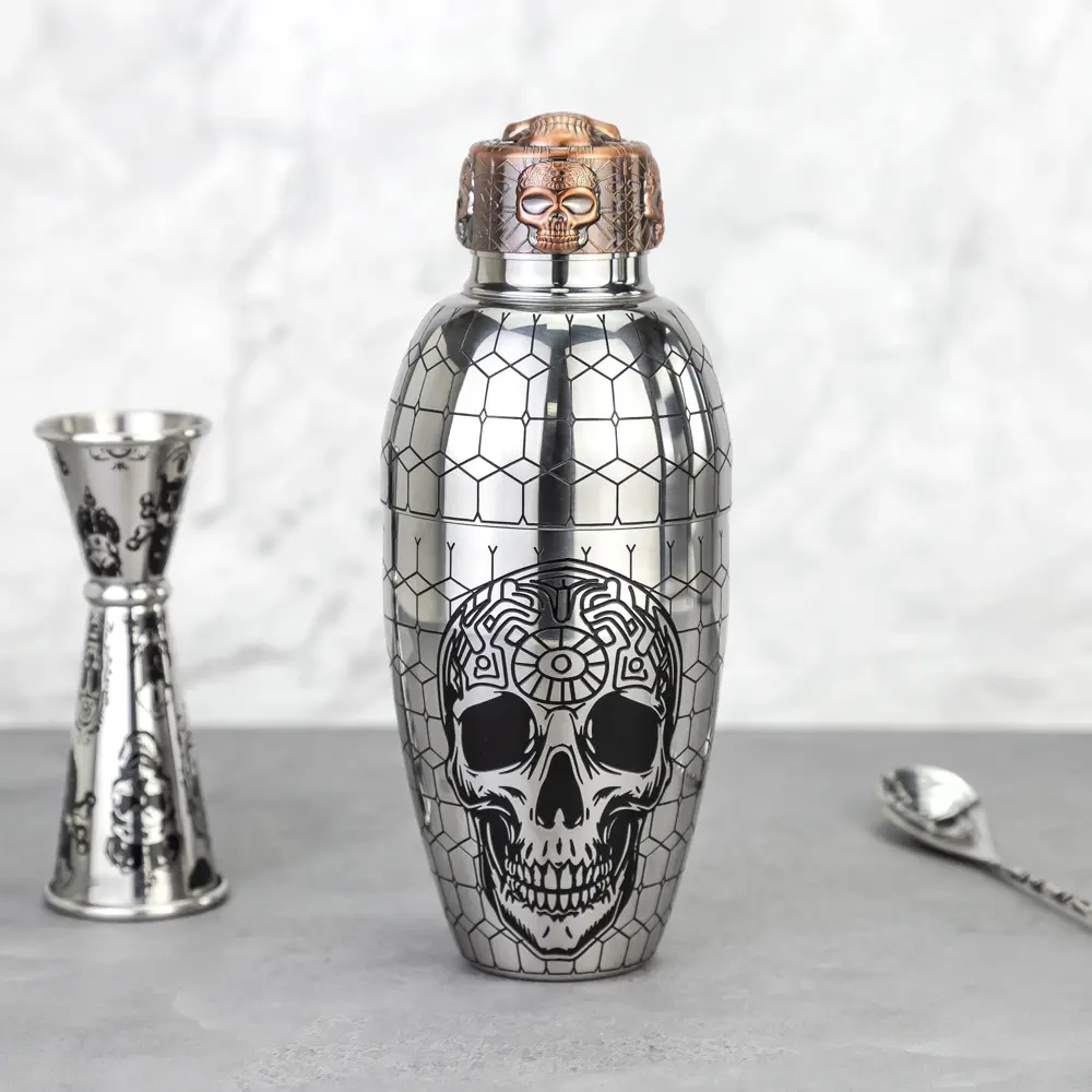 550ml 3 Pieces Skull Head Cocktail Cobbler Shaker (2)