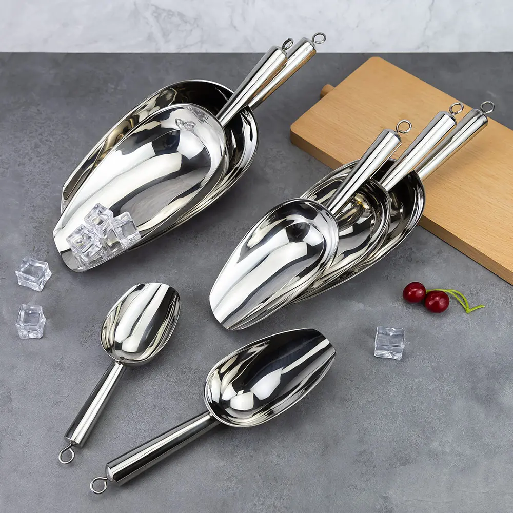 Stainless Steel Ice Scoop With Hanging Hook (19)